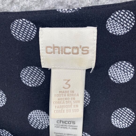 Chicos Top Womens 3 US Extra Large Solar Dots Tunic Black Hi Low Sharkbite Knit - Picture 5 of 10